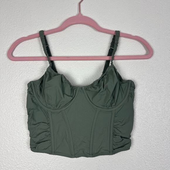 Gilly Hicks Tops - Hollister Gilly Hicks Ruched Adjustable Nylon Bustier Sage Green Top M